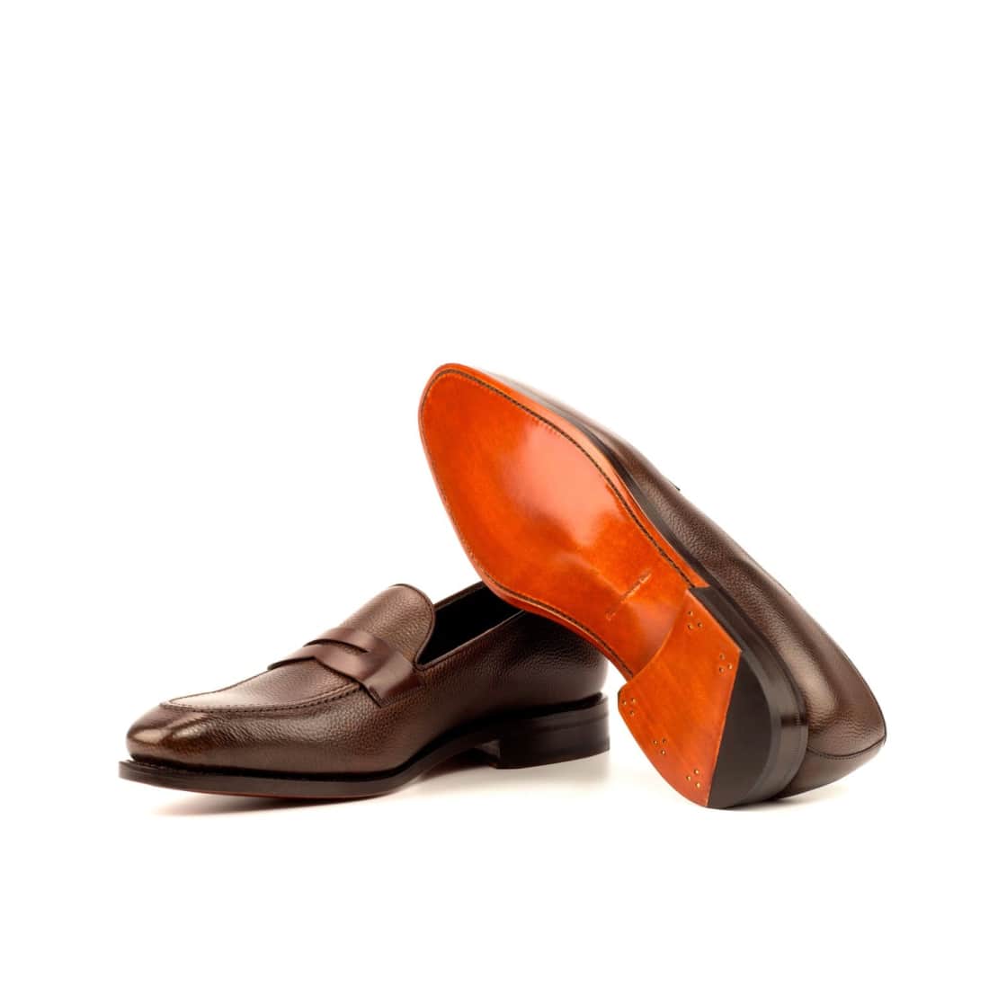 Mocassins Penny à bandeau en cuir grainé marron – vue 2