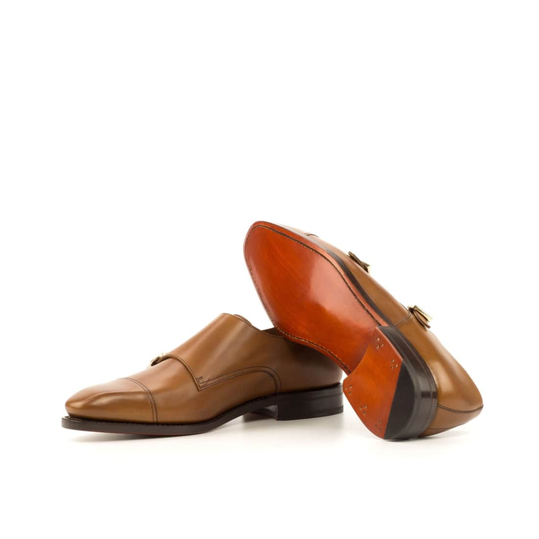 Chaussure double boucle en cuir marron clair – vue 2