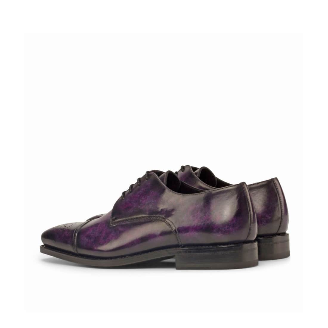 Derbie Bout Droit Fleuri en cuir patiné violet – vue 3