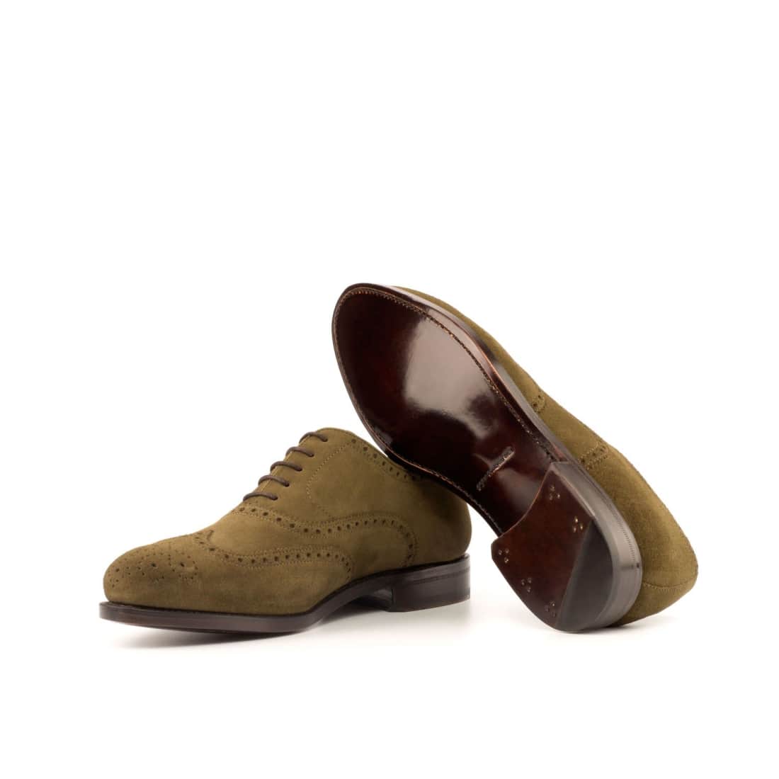 Richelieu fleuri en daim kaki – vue 2