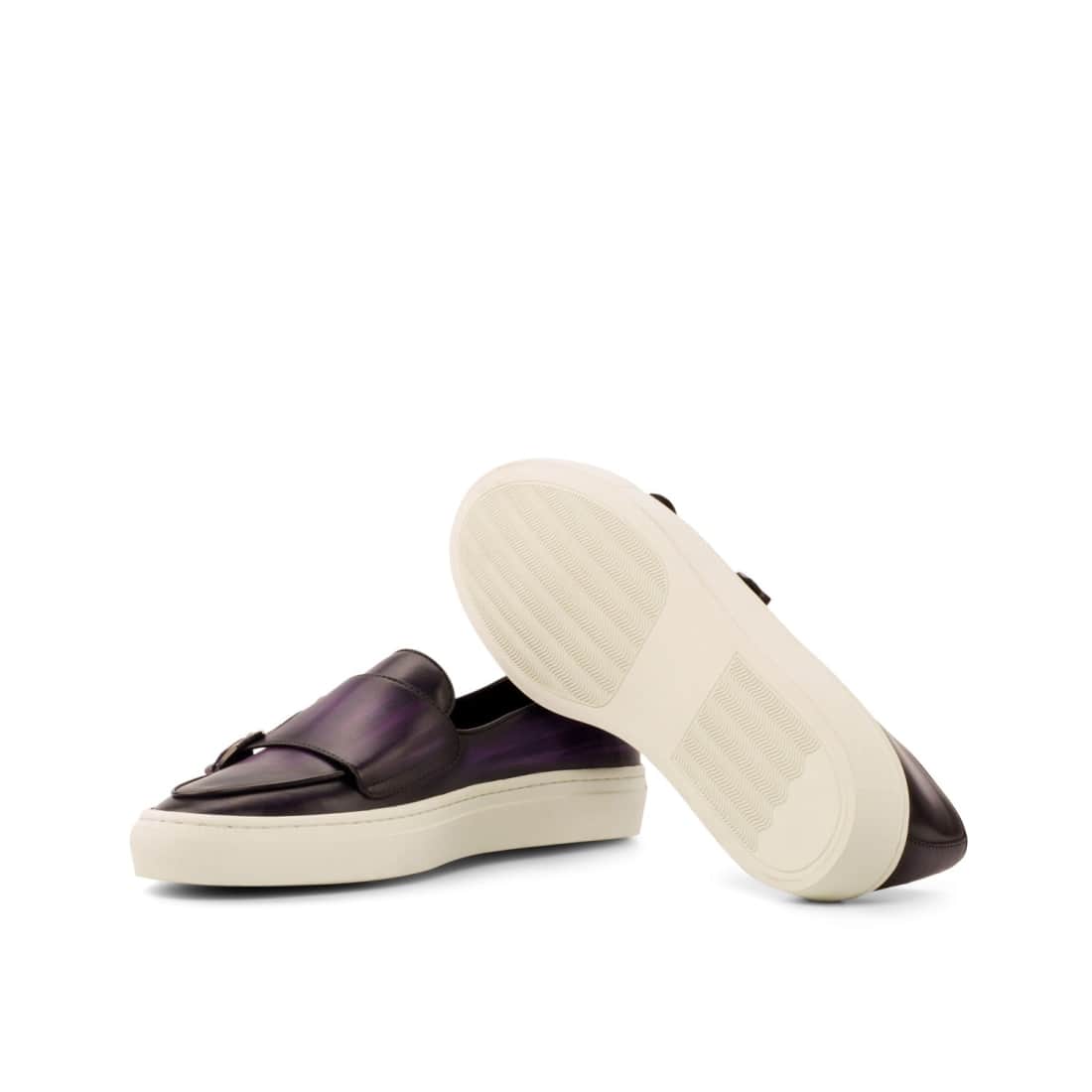 Sneaker Mocassin Double Boucle en cuir patiné violet – vue 2