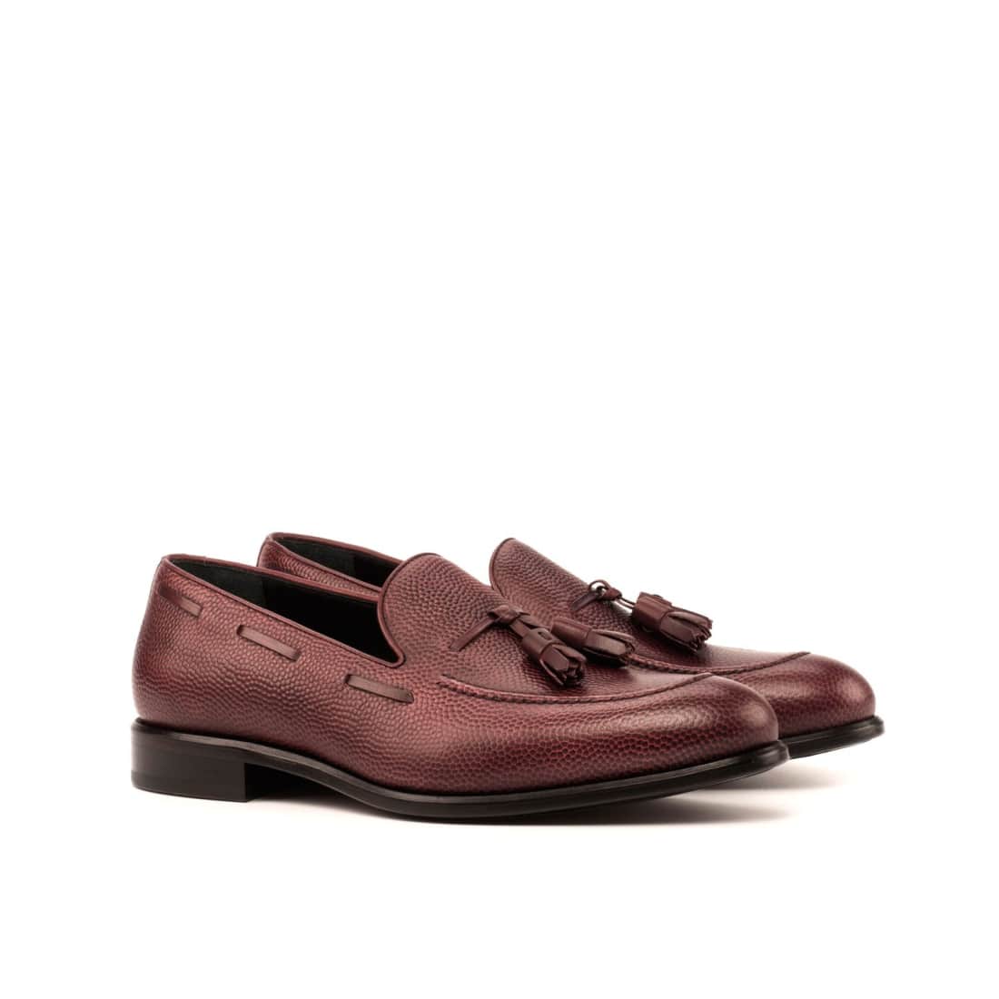Mocassin à glands en cuir grainé bordeaux