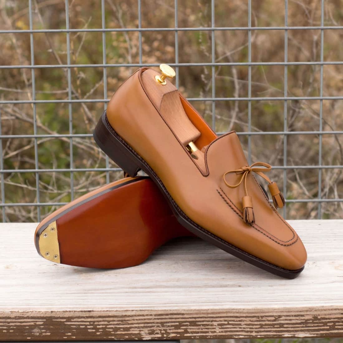 Mocassin à lacets nœud en cuir marron clair – vue 4