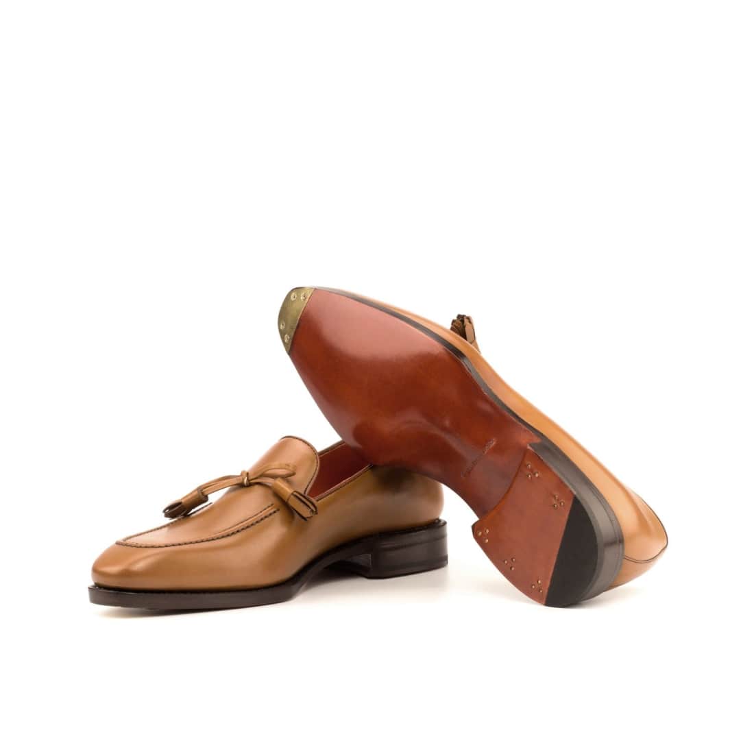 Mocassin à lacets nœud en cuir marron clair – vue 2
