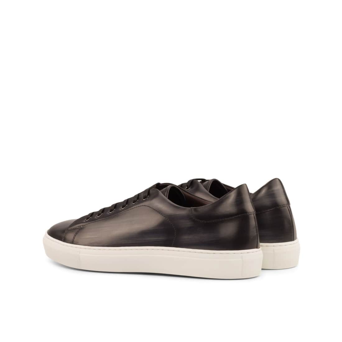 Sneakers Jersey en cuir patiné gris foncé - Semelles Blanches – vue 3