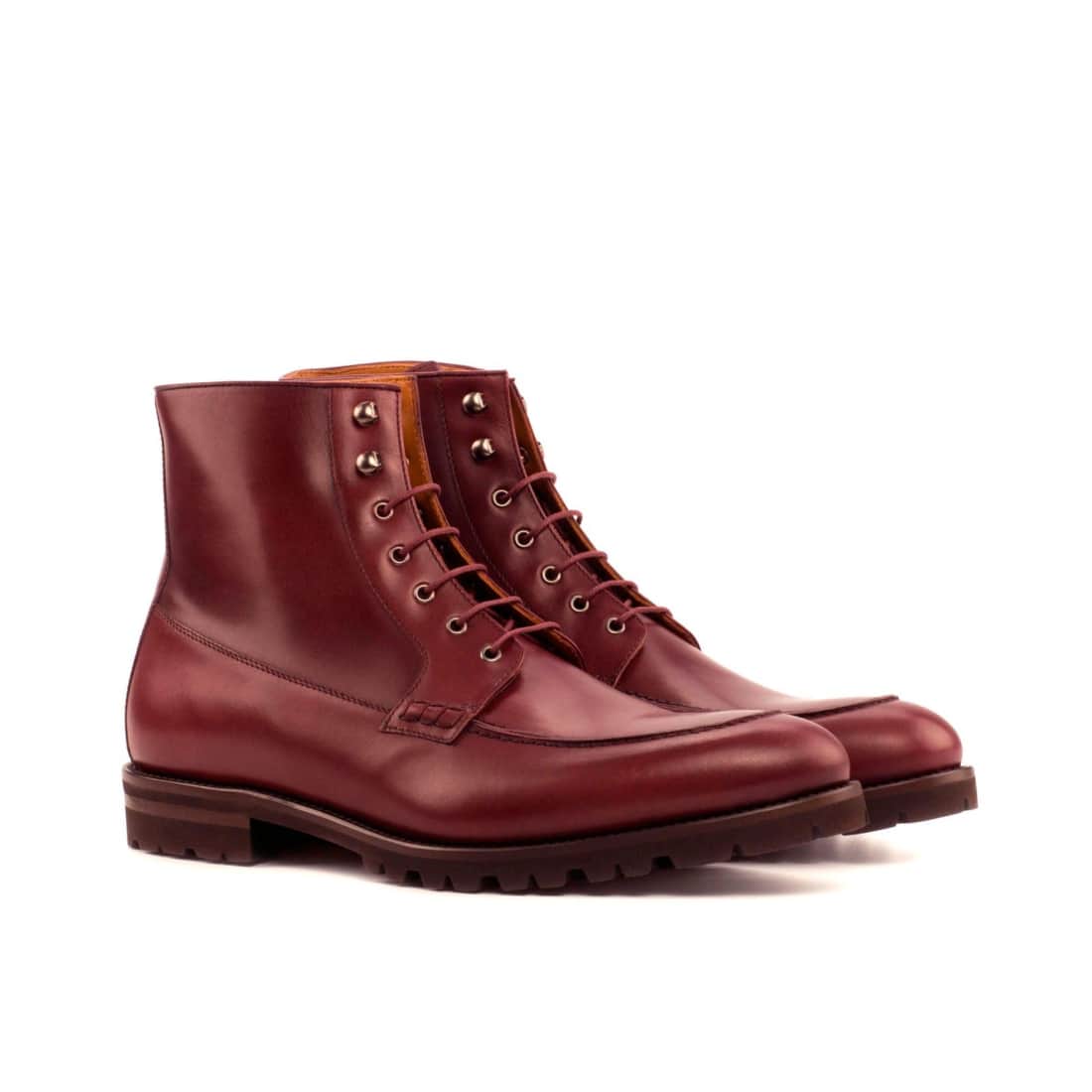 Bottines Derby Demi-Chasse en cuir bordeaux - Semelles Commando