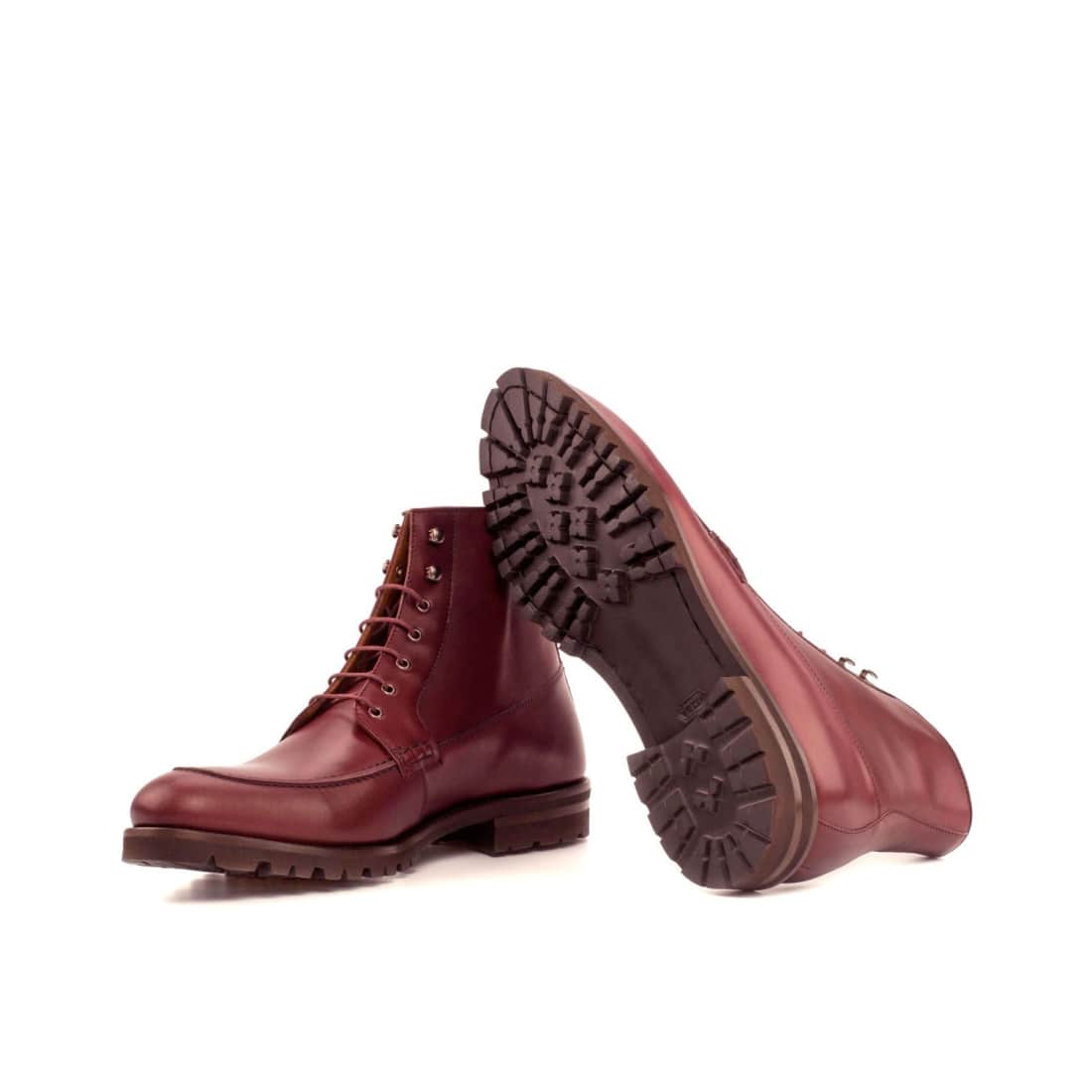 Bottines Derby Demi-Chasse en cuir bordeaux - Semelles Commando – vue 2