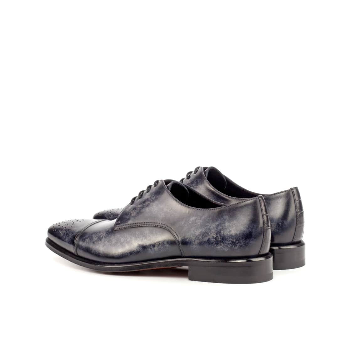 Derbie Bout Droit Fleuri en cuir patiné gris – vue 3