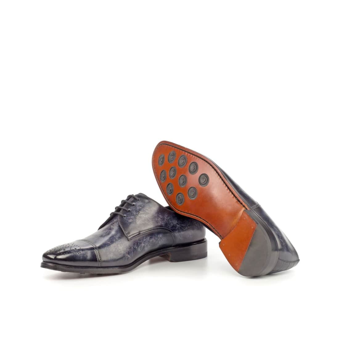 Derbie Bout Droit Fleuri en cuir patiné gris – vue 2