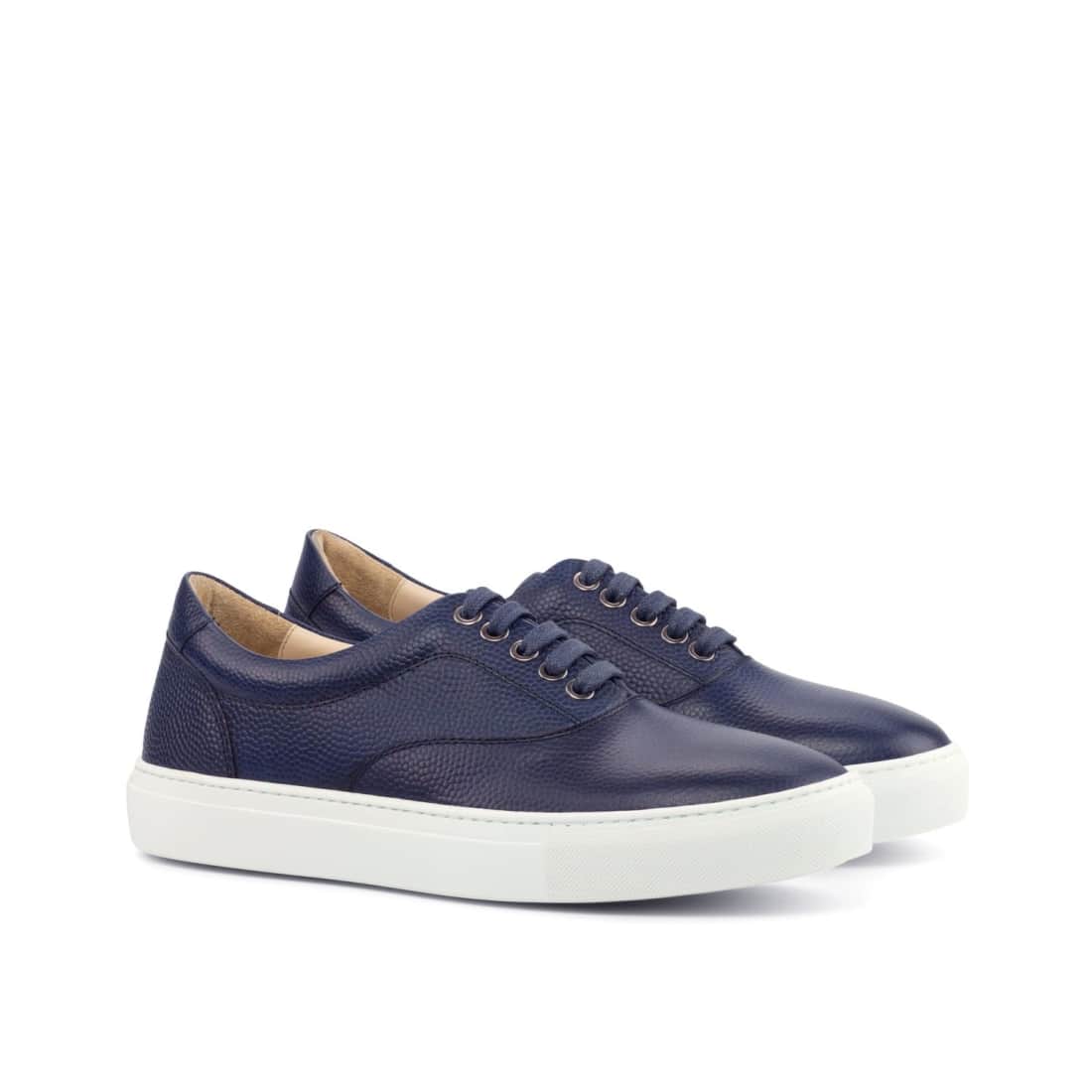 Sneakers Spinner en cuir grainé bleu marine - Semelles Blanches