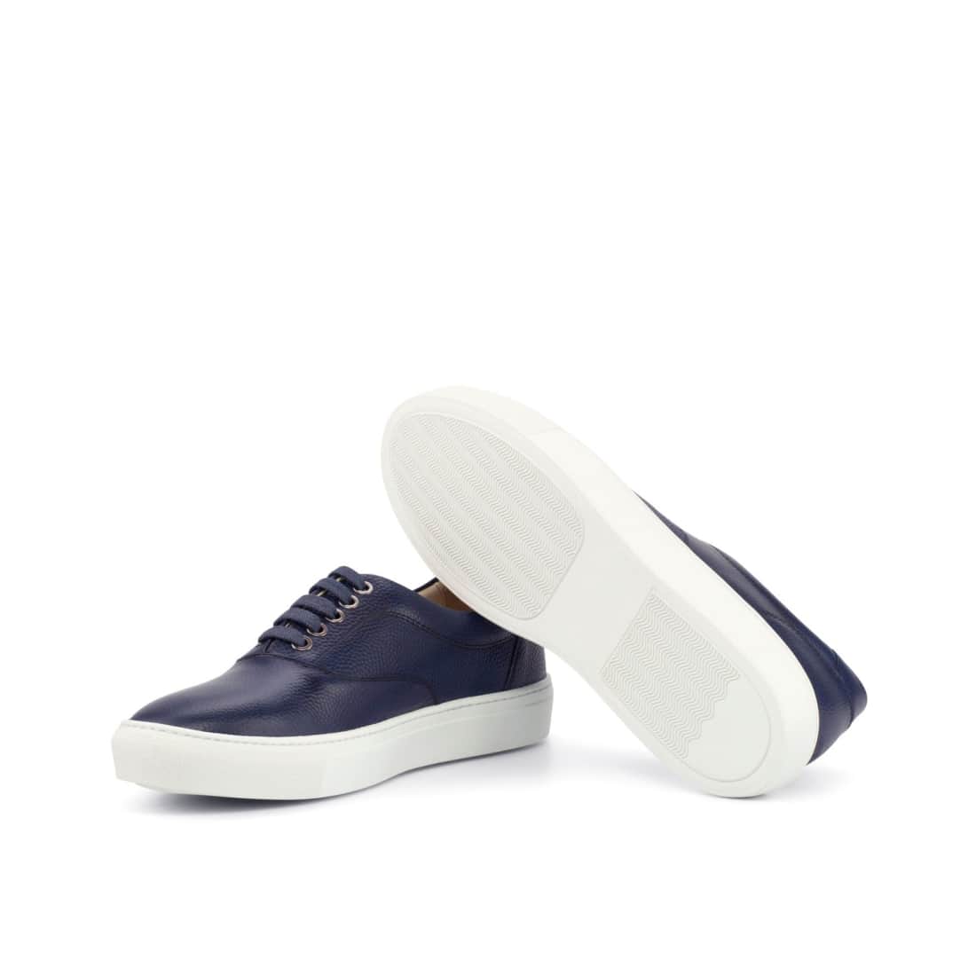 Sneakers Spinner en cuir grainé bleu marine - Semelles Blanches – vue 2