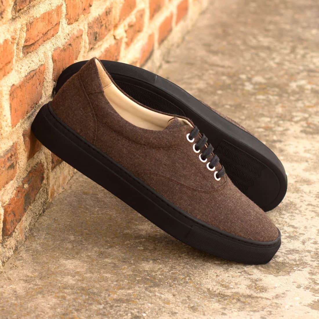 Sneakers Spinner en flanelle marron - Semelles Noires – vue 5
