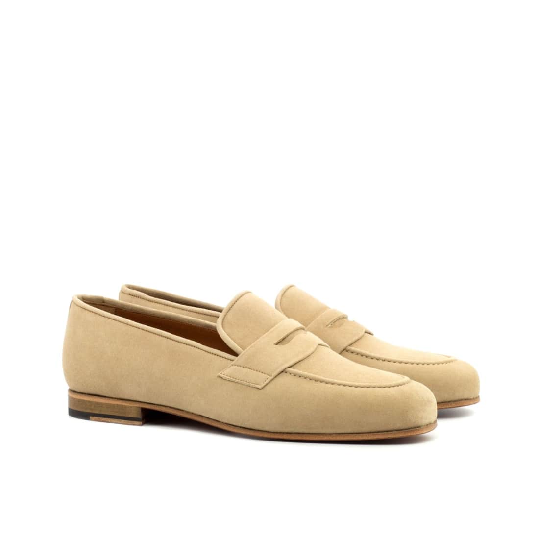 Mocassins Penny à bandeau été en daim beige