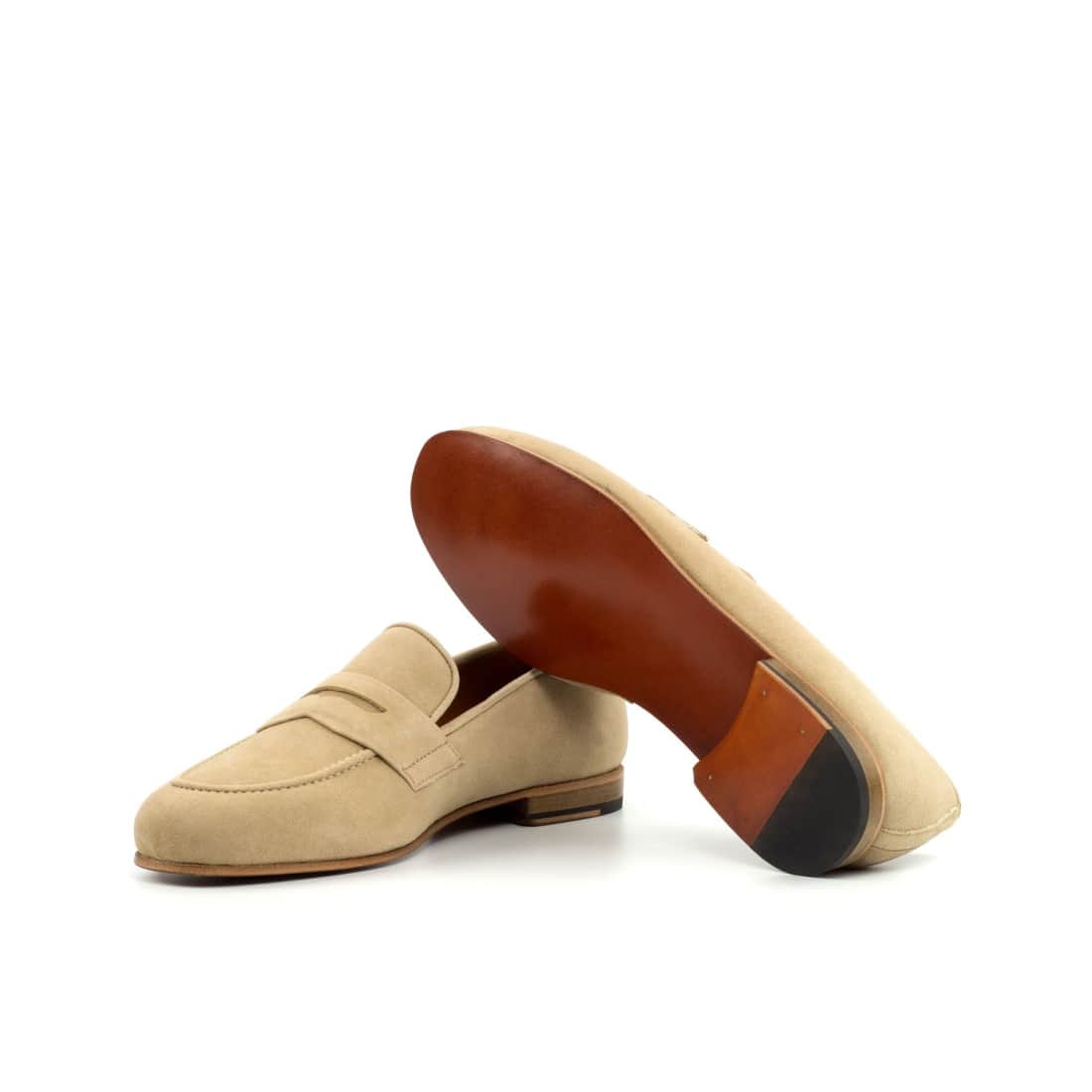 Mocassins Penny à bandeau été en daim beige – vue 2
