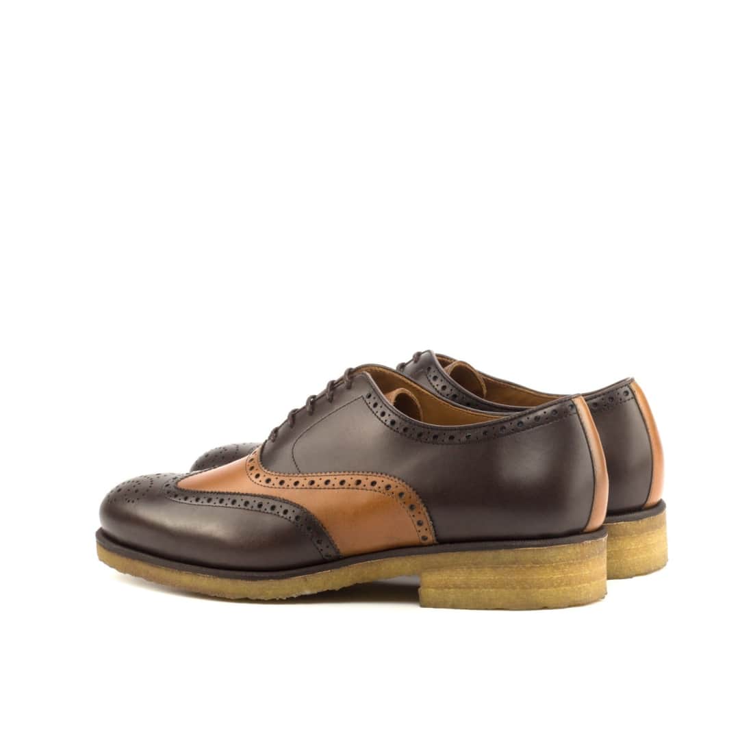 Richelieu fleuri en cuir marron foncé et cognac - Semelles crêpe – vue 3