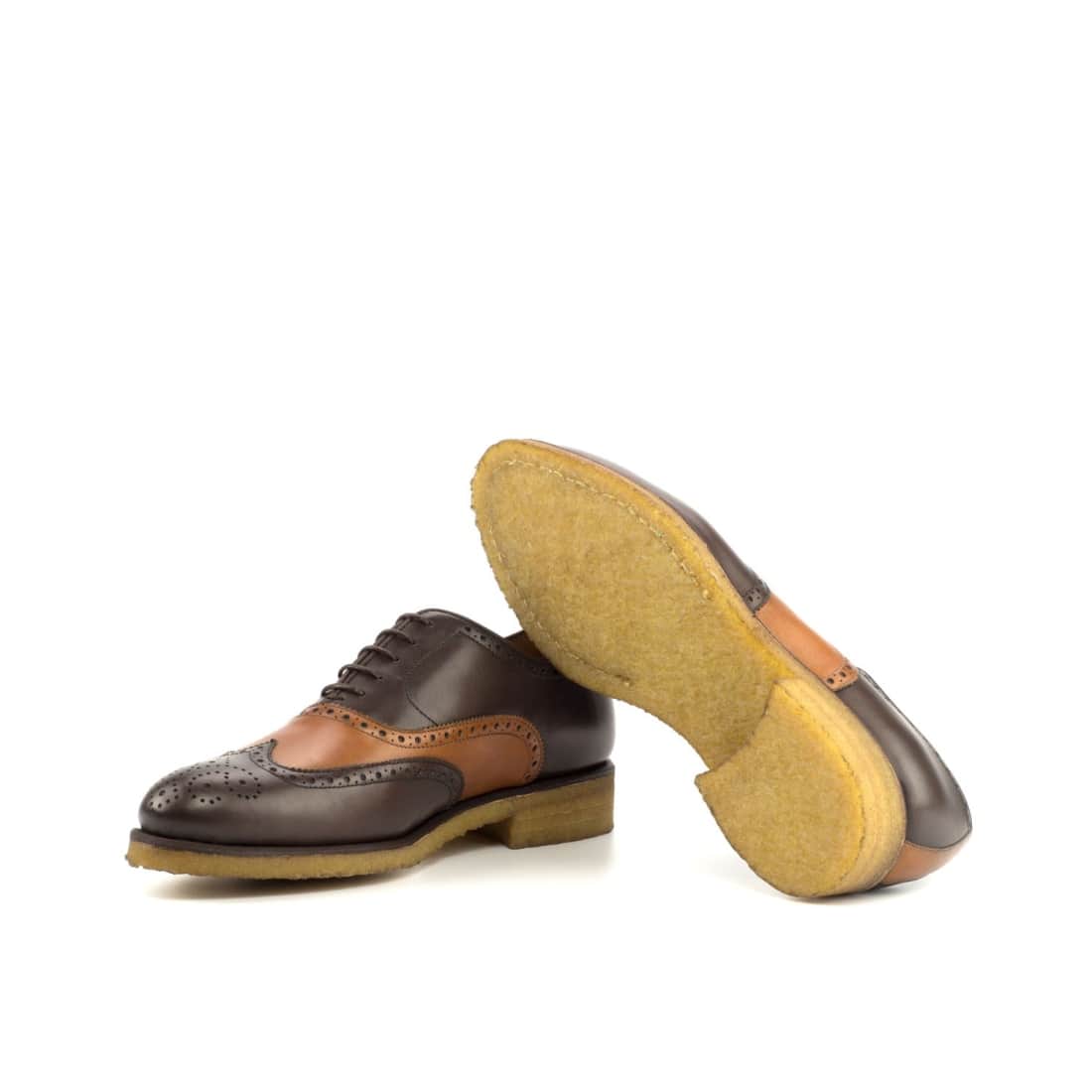 Richelieu fleuri en cuir marron foncé et cognac - Semelles crêpe – vue 2