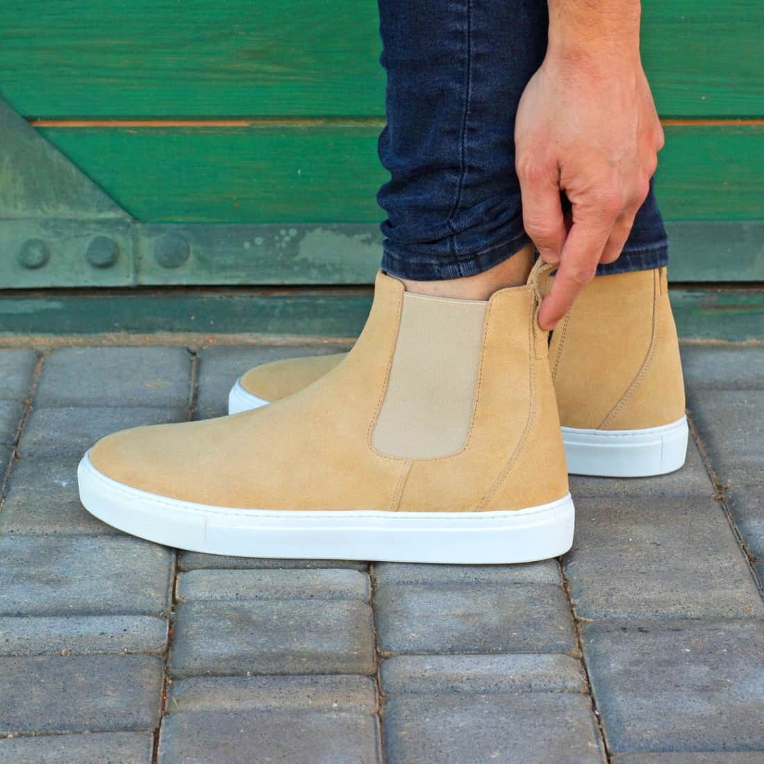 Cheslea Boots Sneakers en daim beige – vue 5