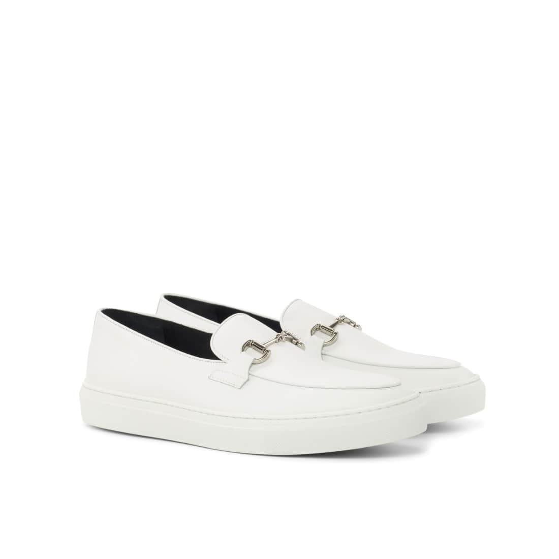 Sneaker Mocassin à Mors en cuir balnc