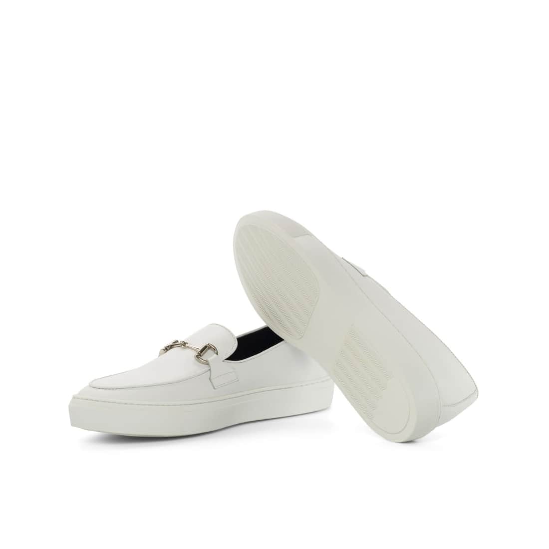 Sneaker Mocassin à Mors en cuir balnc – vue 2