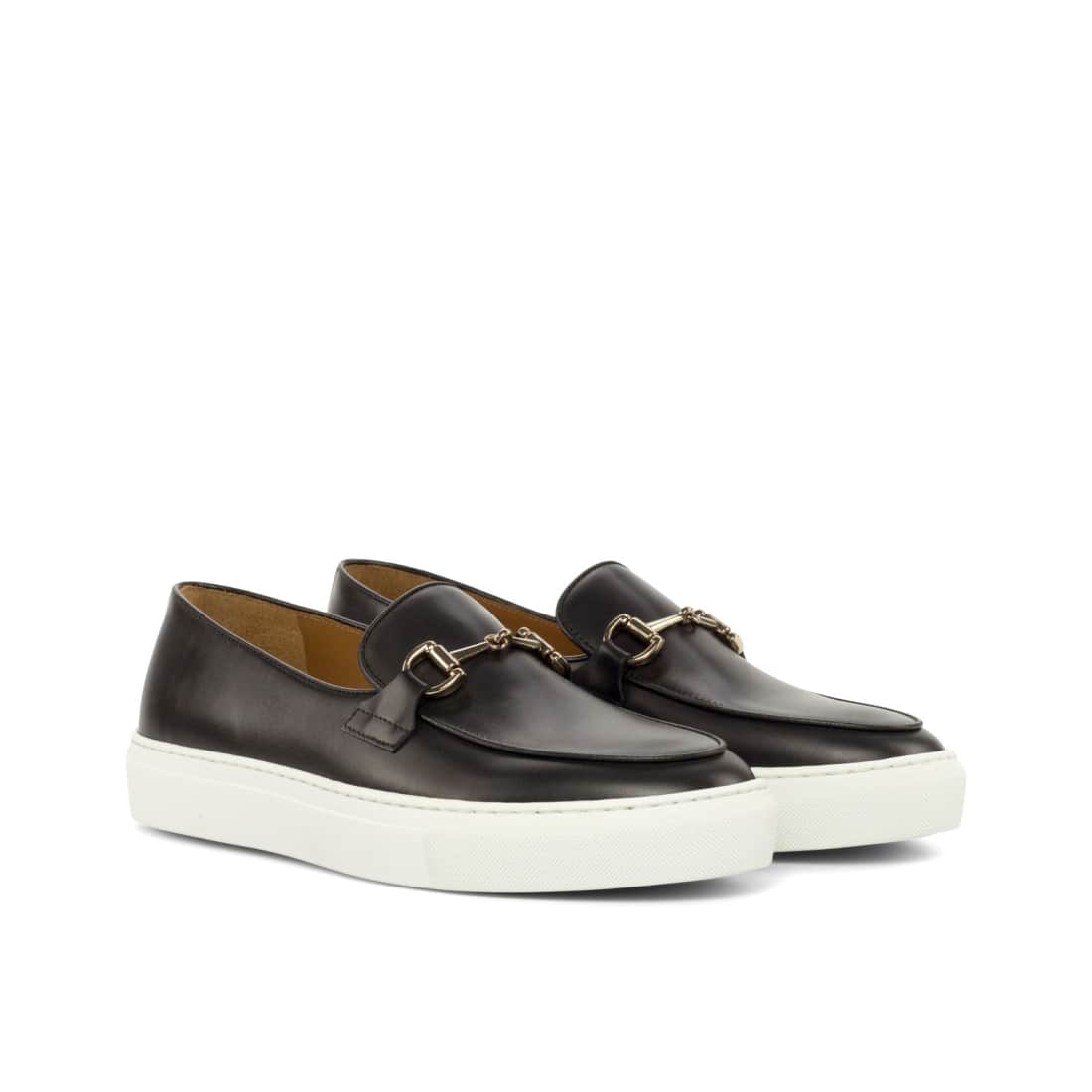 Sneaker Mocassin à Mors en cuir noir