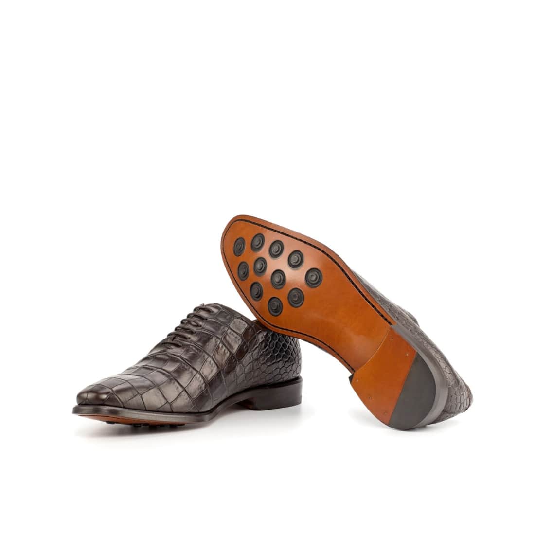 One Cut en cuir croco marron foncé – vue 2