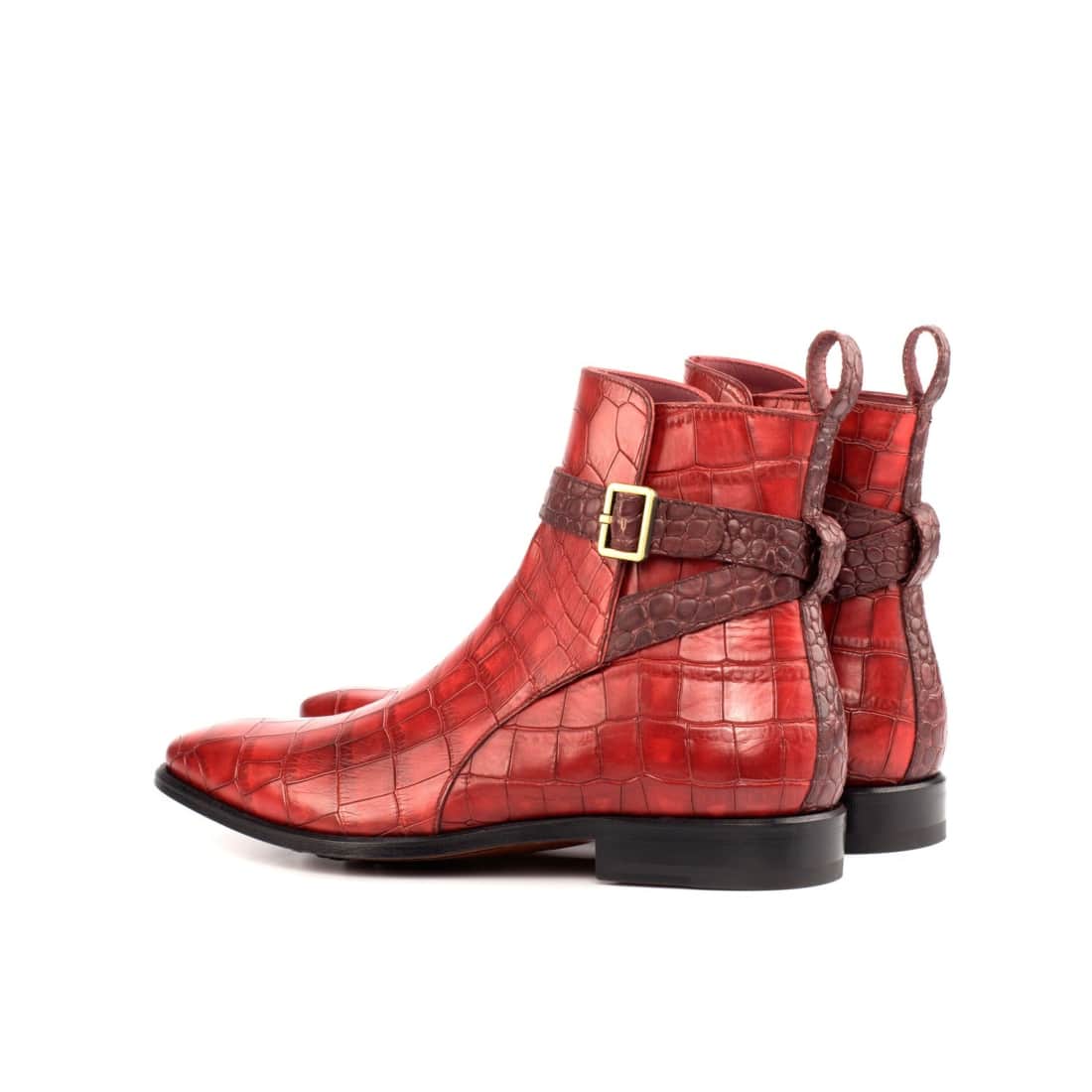 Bottines Jodhpur en croco rouge – vue 3