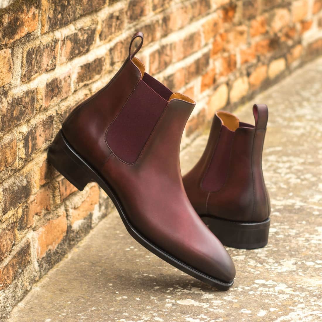 Cheslea Boots en cuir patiné bordeaux – vue 4