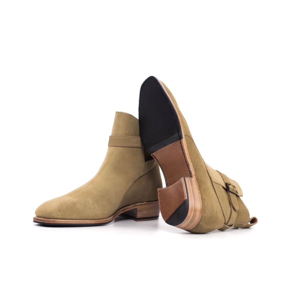 Bottines Jodhpur en daim beige – vue 2