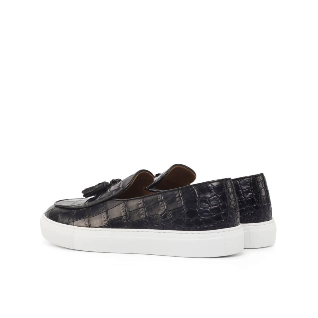 Sneaker Mocassin à Glands en cuir croco noir – vue 3