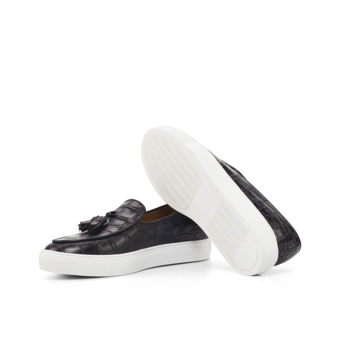 Sneaker Mocassin à Glands en cuir croco noir – vue 2