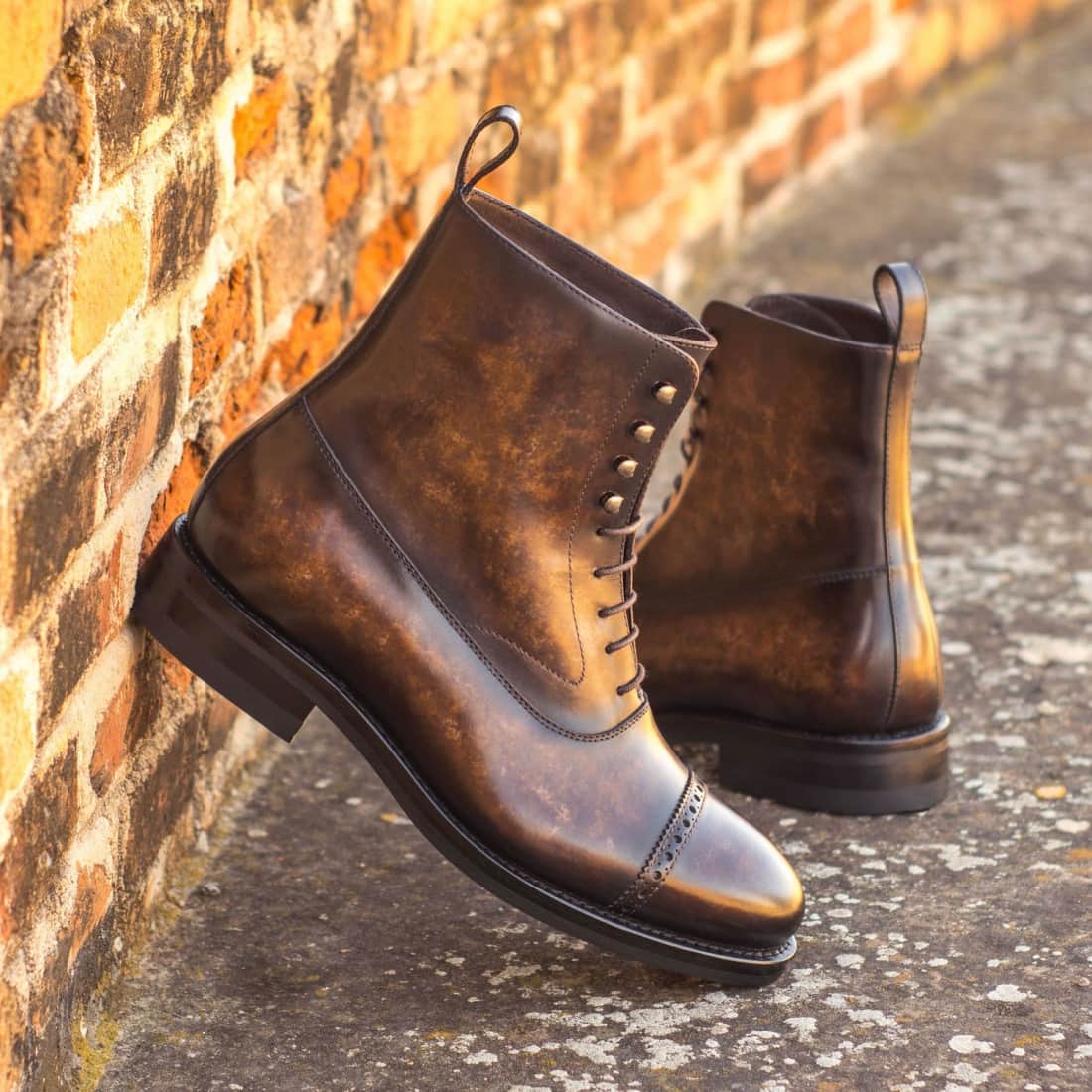 Bottines Blamoral en cuir patiné marron - Semelles Dainite® – vue 4