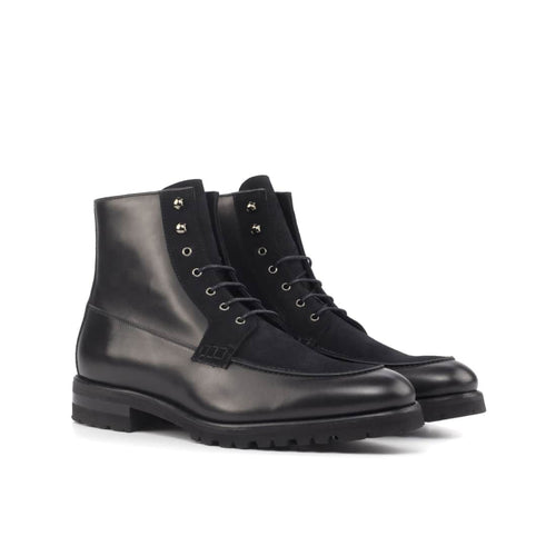Bottines Derby Demi-Chasse en cuir et daim noir - Semelles Commando