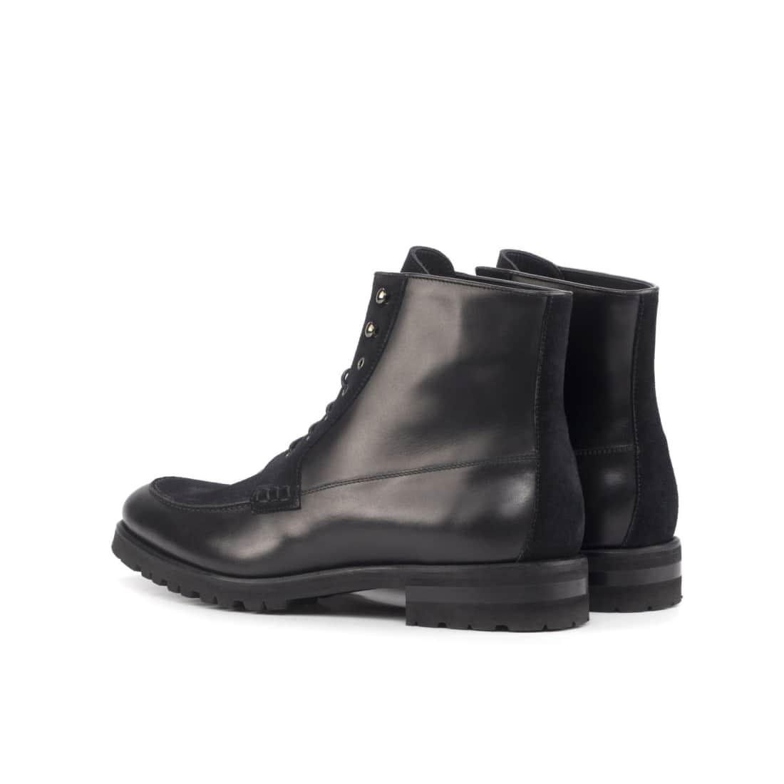 Bottines Derby Demi-Chasse en cuir et daim noir - Semelles Commando – vue 3