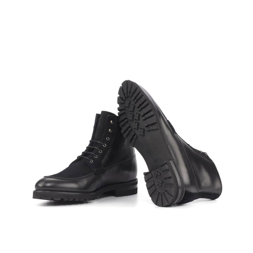 Bottines Derby Demi-Chasse en cuir et daim noir - Semelles Commando – vue 2