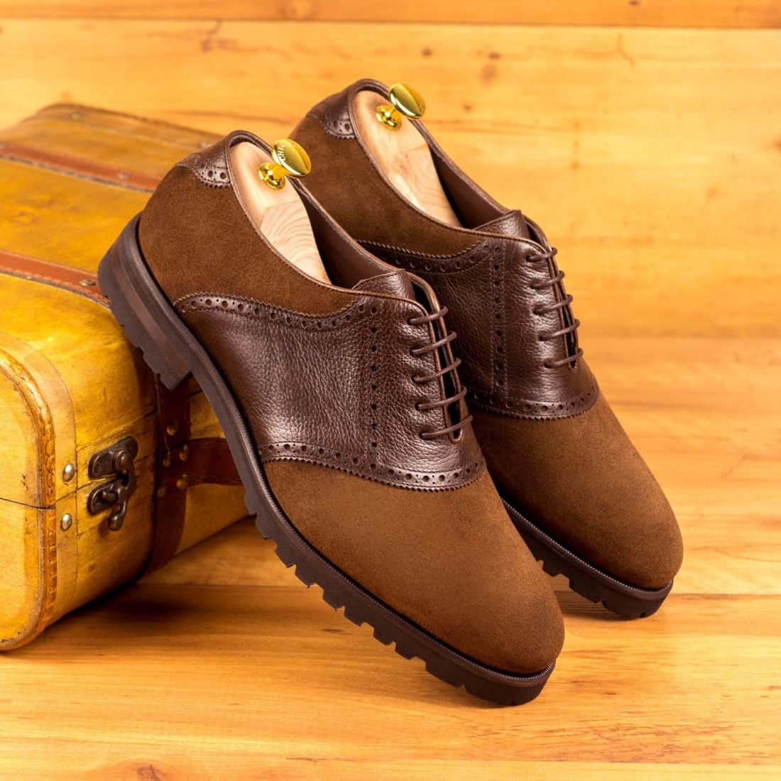 Richelieu Saddle en cuir daim et cuir marron – vue 4