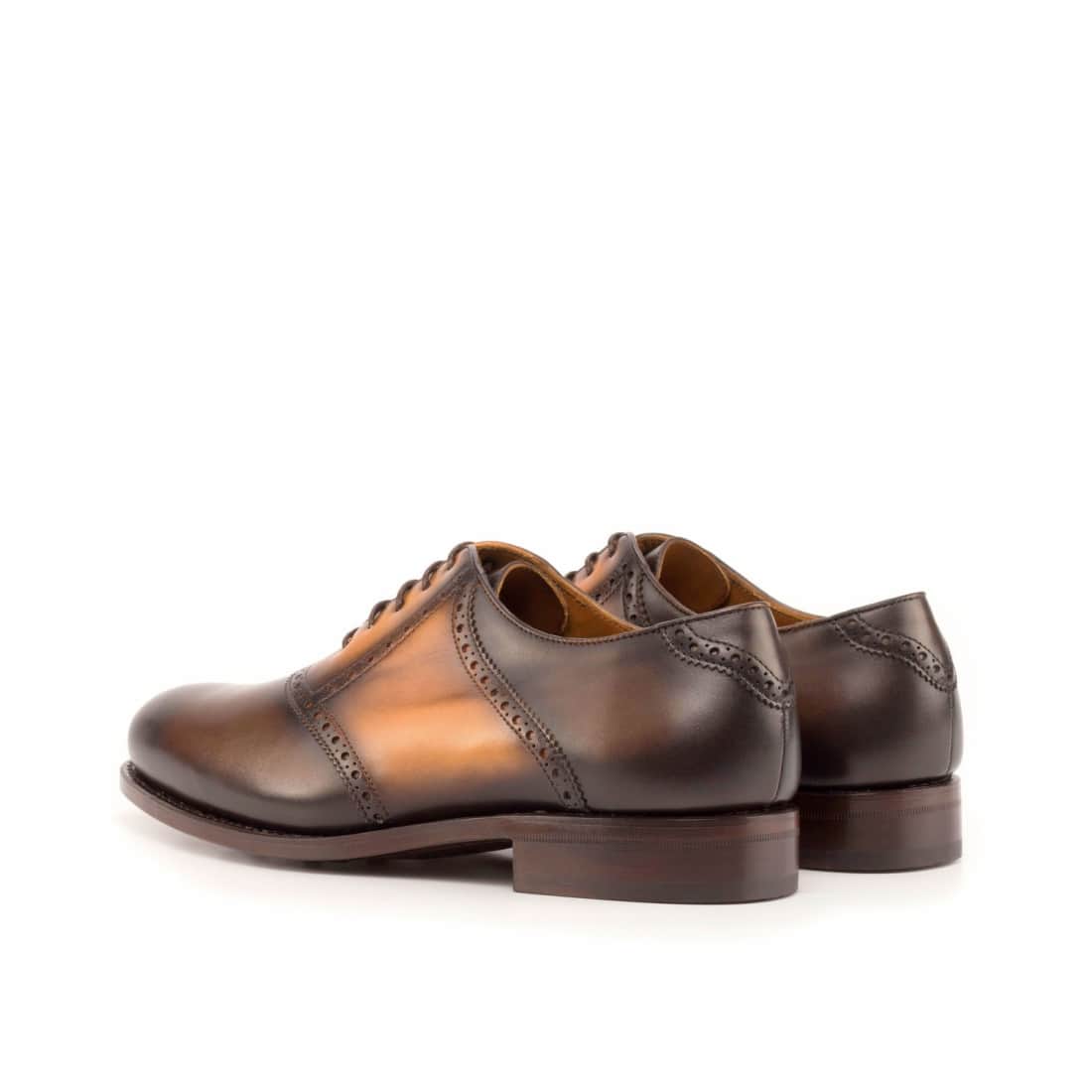 Richelieu Saddle en cuir patiné marron foncé et cognac – vue 3