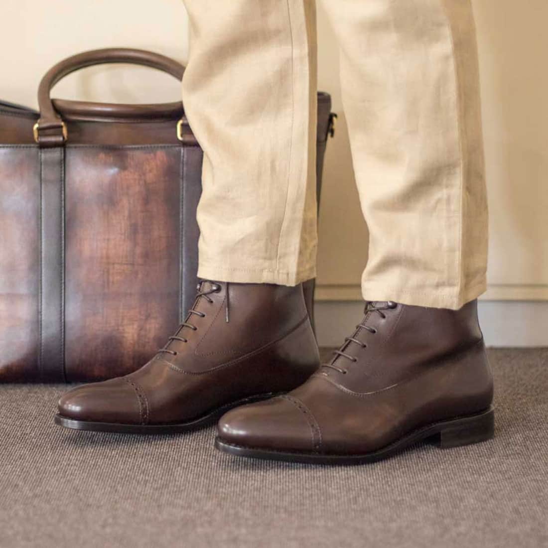 Bottines Blamoral en cuir marron foncé – vue 4