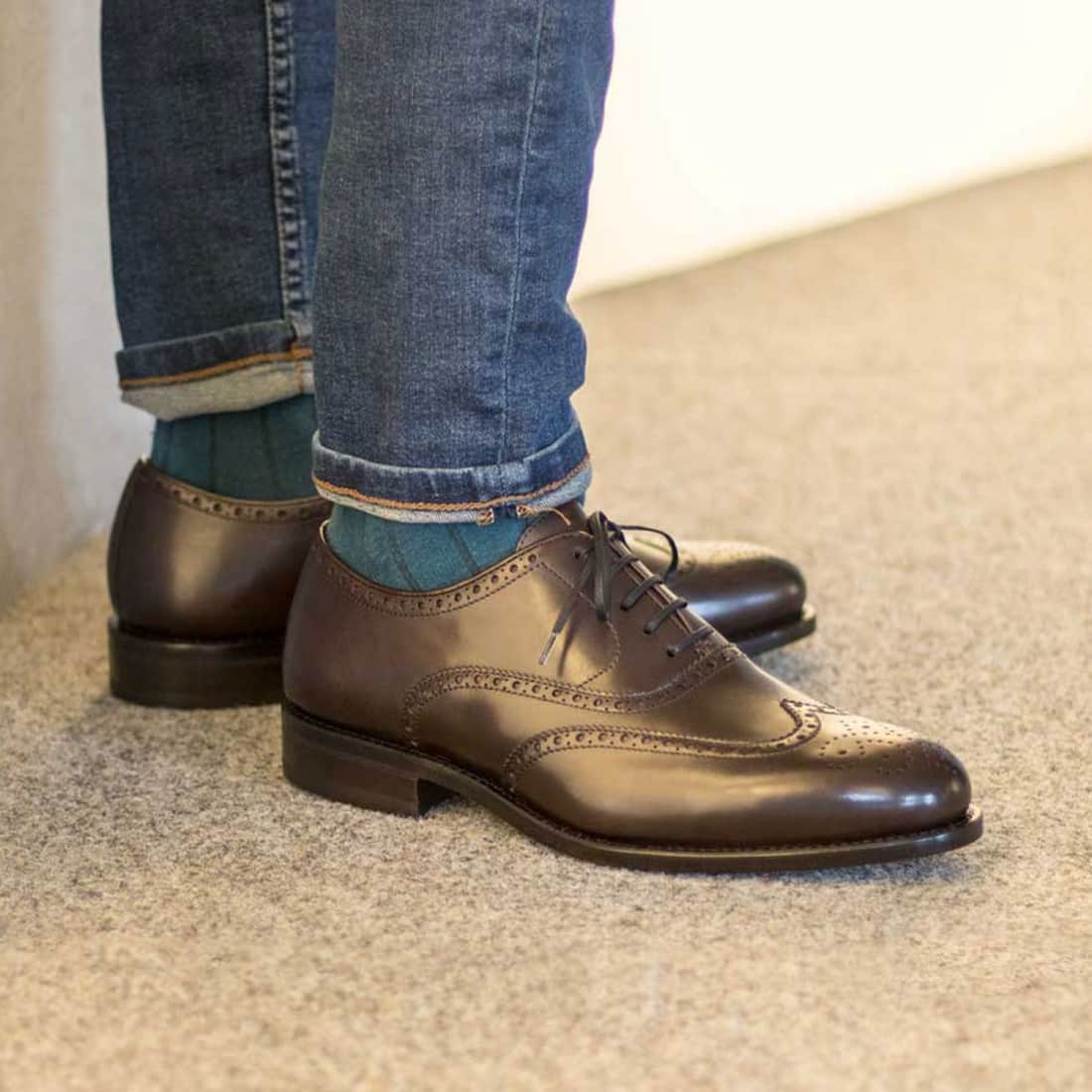 Richelieu fleuri en cuir marron – vue 4