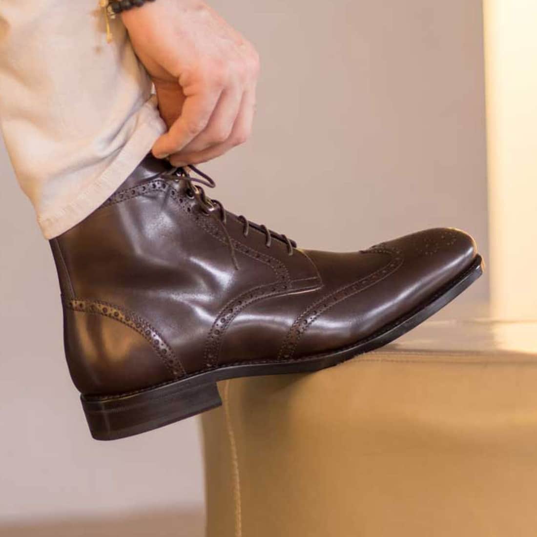 Bottines Derbies Brogue en cuir marron foncé – vue 4