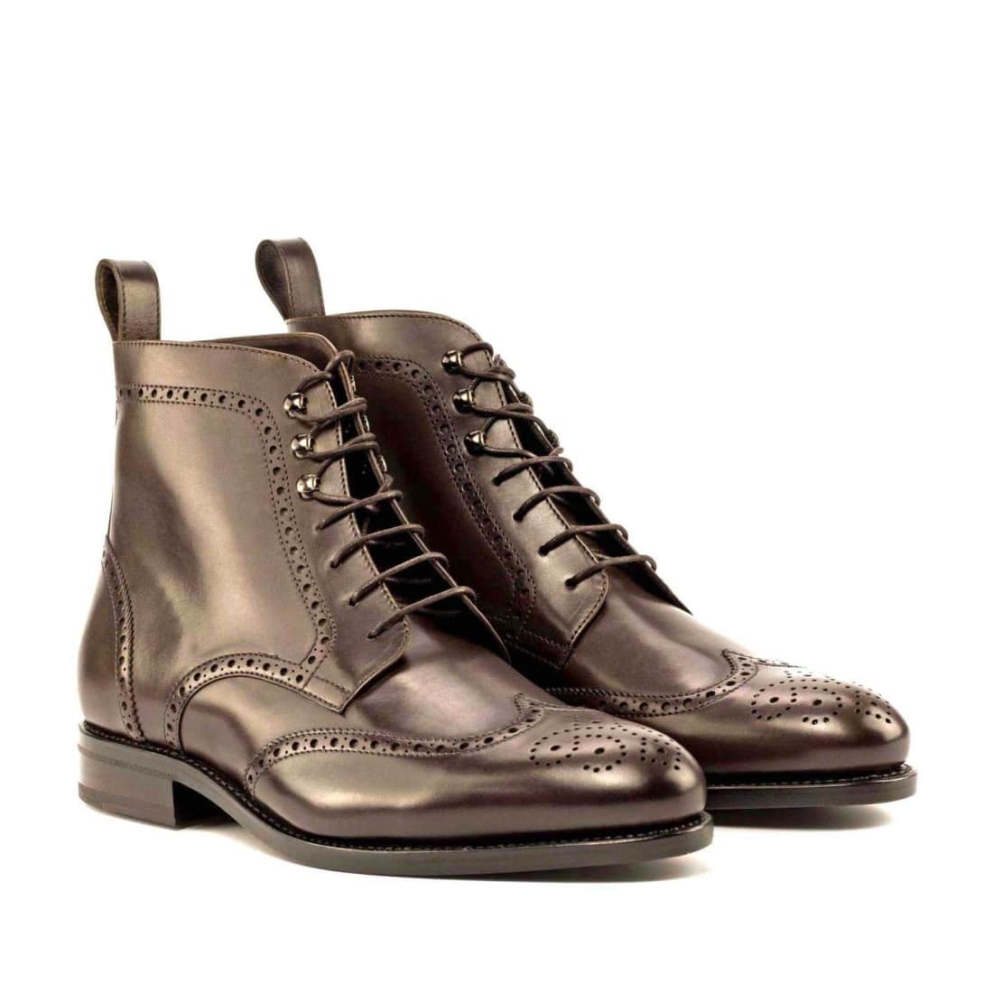 Bottines Derbies Brogue en cuir marron foncé