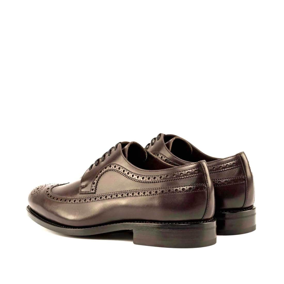 Derbie Brogue fleuri en cuir marron foncé – vue 3