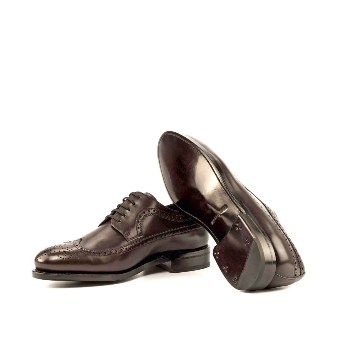 Derbie Brogue fleuri en cuir marron foncé – vue 2