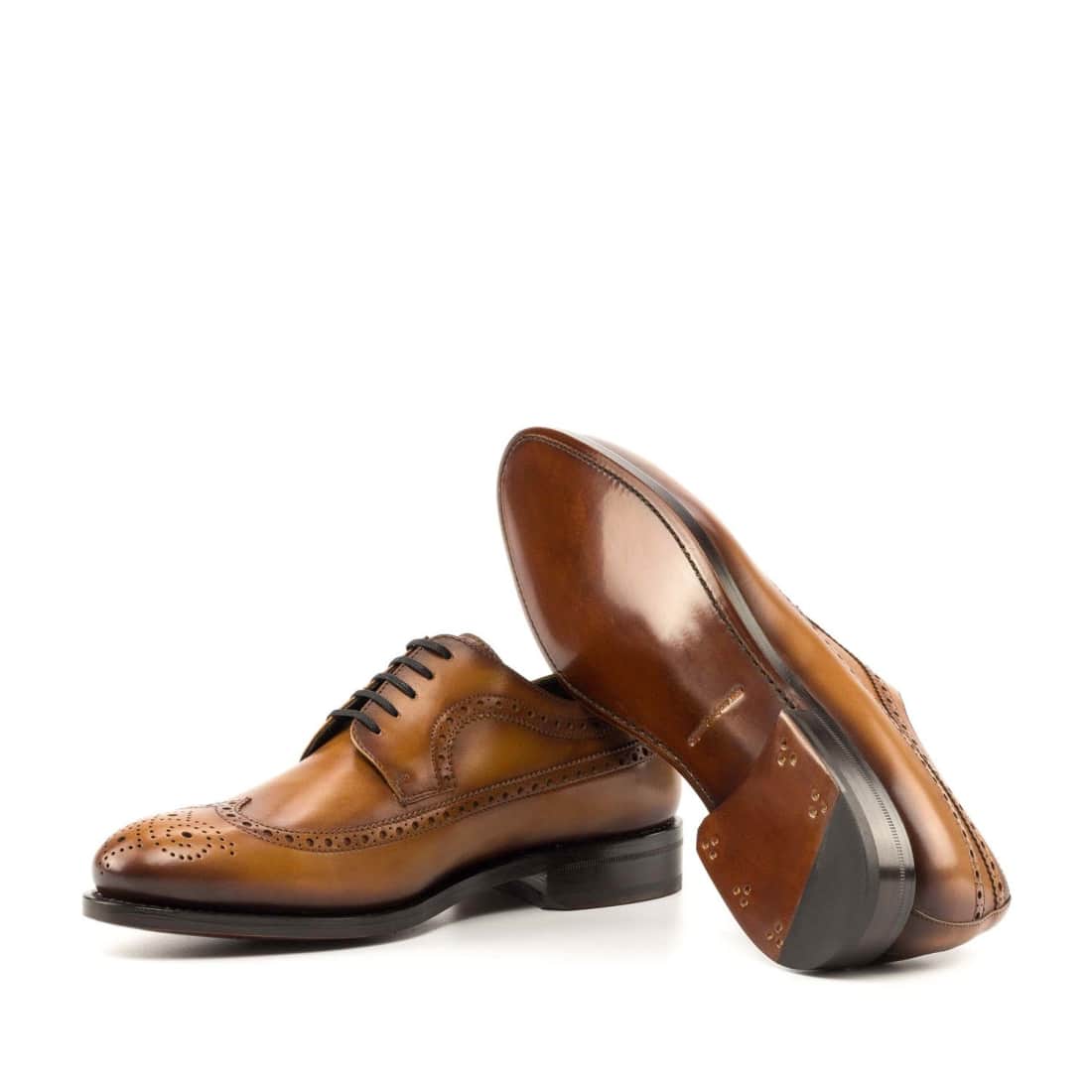 Derbie Brogue fleuri en cuir gold – vue 2