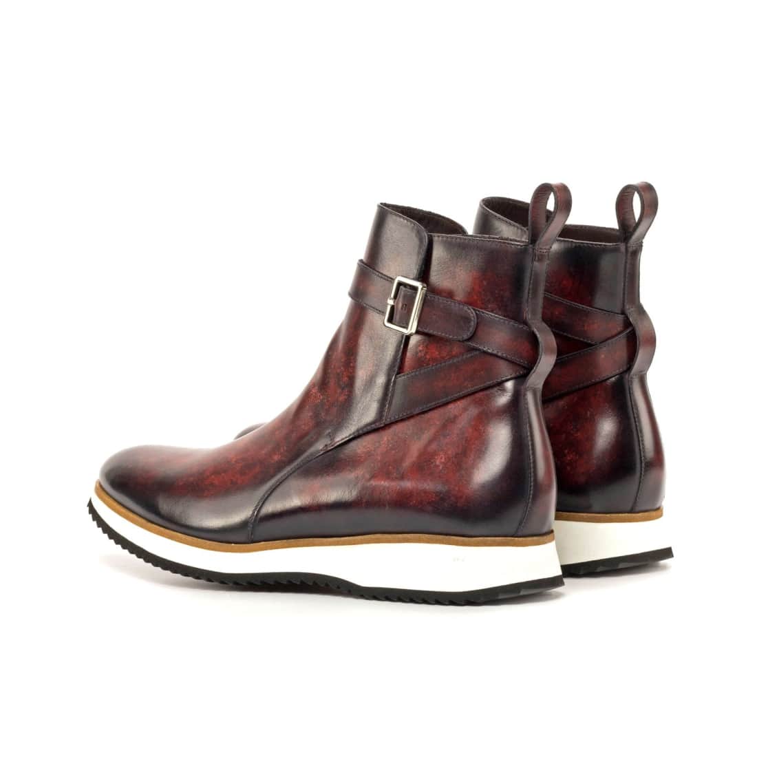 Bottines Jodhpur en cuir patiné bordeaux - Semelles Sport – vue 3
