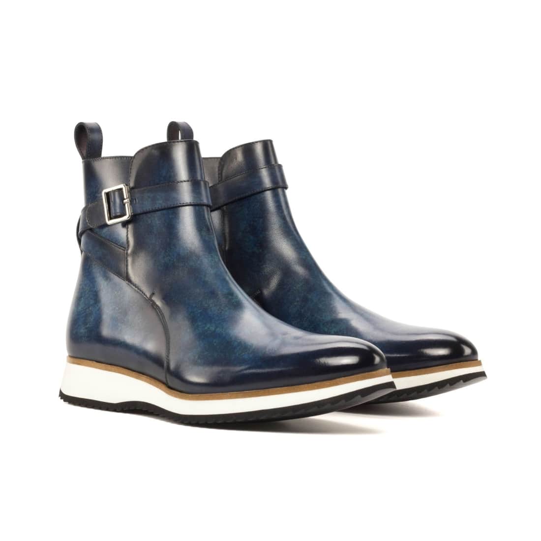Bottines Jodhpur en cuir patiné bleu marine - Semelles Sport