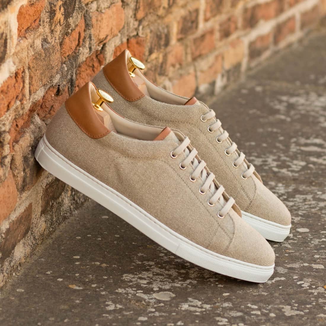 Sneakers Jersey en lin beige - Semelles Blanches – vue 4