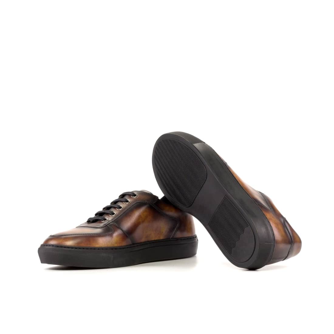 Sneakers Bumper en cuir patiné cognac - Semelles Noires – vue 2