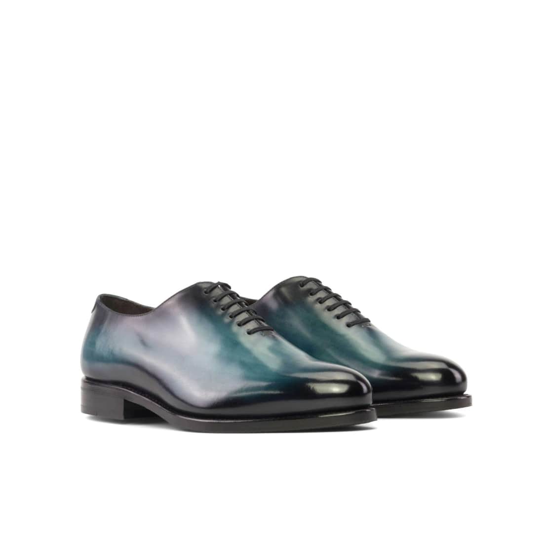 One Cut en cuir patiné pinceau turquoise