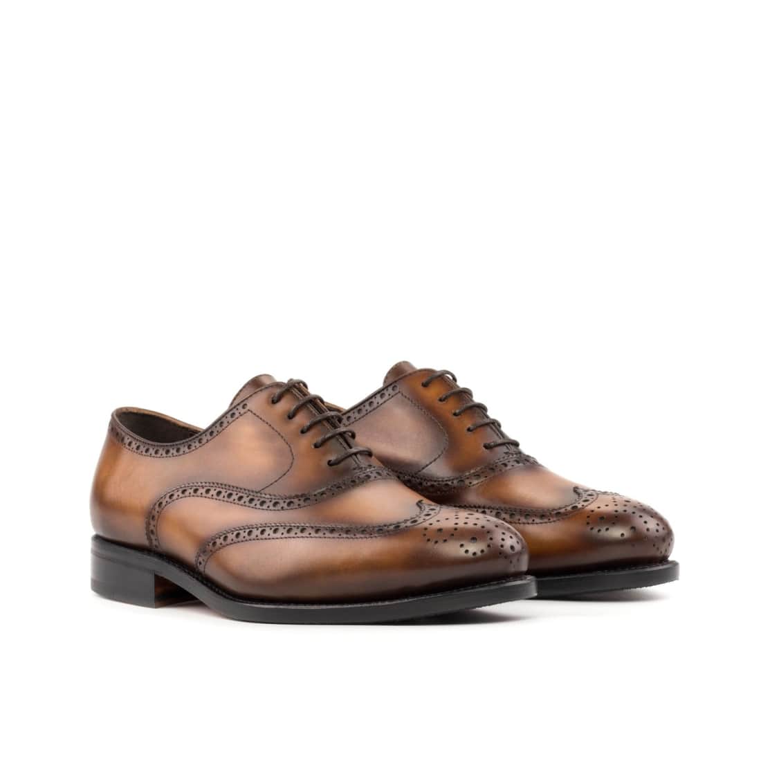 Richelieu fleuri en cuir patiné gold