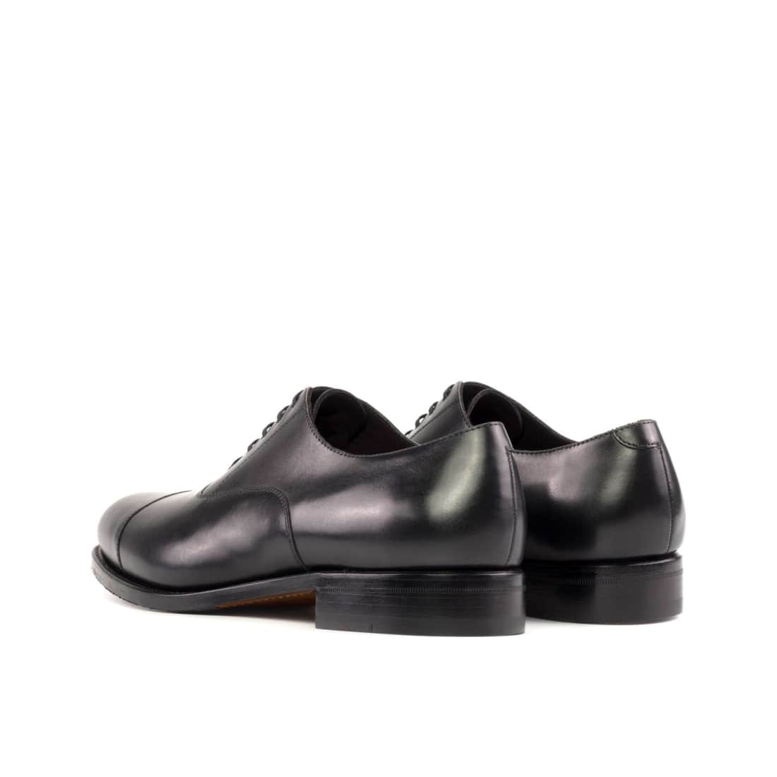 Richelieu bout droit en cuir noir (forme ronde) – vue 3